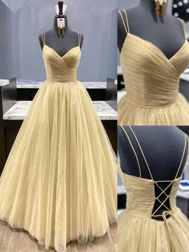 Shop Cheap 2020  Double Straps V Neck Backless Pleated Champagne Prom Dress Under 150