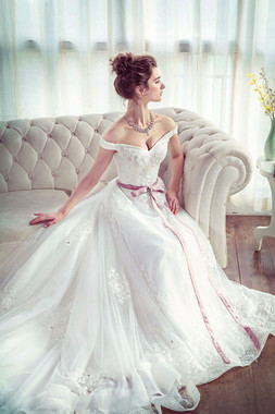 Unique White Off The Shoulder Lace Long Wedding Dress With Belt