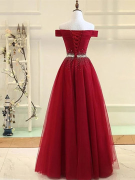 2020 Off The Shoulder Sequins Burgundy Long Prom Dress Under 150