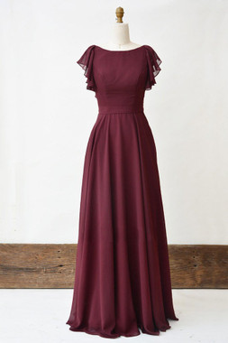 Shop 2020 Cross Back A Line Burgundy Chiffon Long Prom Dress Under 100