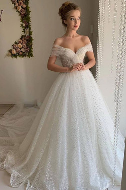 Shop 2020 White Off The Shoulder Beading Tulle Beading Prom Dress Under 169