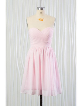 Short Chiffon Blush Pink Beach Bridesmaid Dress