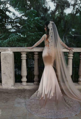 If you’re looking for Gold Lace Appliques Two Piece Long Sleeve Mermaid Sexy Wedding Dress