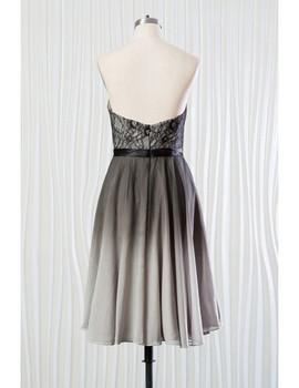 Lace Short Black And Grey Bridesmaid Dress
