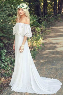 Shop 2020 Sexy Cheap Bohemian Off The Shoulder Boho Beach Wedding Dress