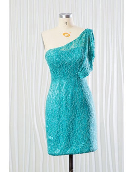 Aqua Lace Short Bridesmaid Dress