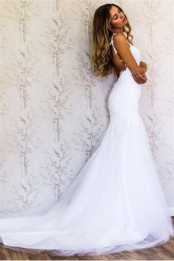 Shop Sexy Lace Appliques Straps Backless Open Back Long Sleeve Wedding Dress Under 200