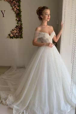 Shop Beautiful 2020 Sweetheart Pearl Off The Shoulder Backless Ball Gown Wedding Dress Under 200