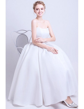 Shop Cheap Vintage Satin Tea Length Ball gown Wedding Dress with Pockets Under 92
