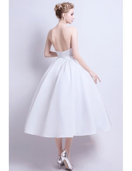 Shop Cheap Vintage Satin Tea Length Ball gown Wedding Dress with Pockets Under 92