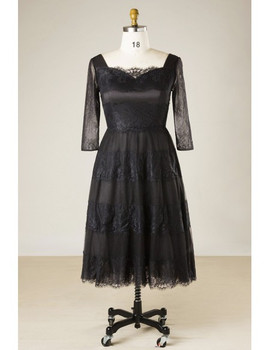 Lace Sleeves Short Black Lace Plus Size Mother Of The Brides Dress