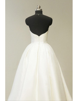 Ivory Satin Sweetheart Tea Length Vintage Wedding Dress
