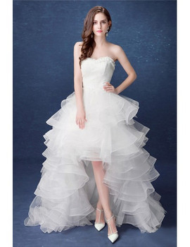 Shop 2020 Sweetheart Cascading Ruffles High Low Wedding Dress Under 145
