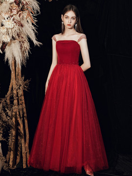 Shop 2021 Straps Sequin Red Tulle A Line Lace Up Burgundy Prom Dress Under 138