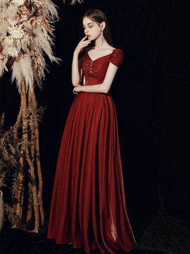 Shop 2021 New Arrival Cap Sleeve Red Lace Up A Line Beading Pleats Prom Dress Under 135