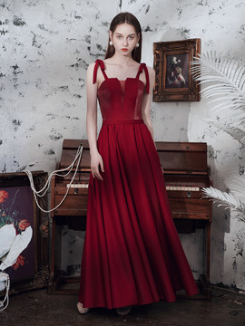 Shop 2020 Straps Burgundy Backless Satin Floor Length Prom Dress Under 148
