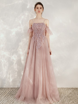 Shop 2021 Cap Sleeve Pink Appliques Beading A Line Tulle Spaghetti Straps With Wrap Under 159