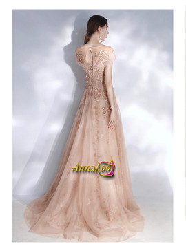 Shop 2021 Champagne Scoop Beading See Through A Line Prom Dress Under 156