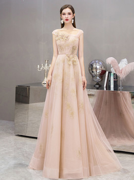 Shop 2021 Unique Straps Pink Tulle Flower Beading A Line Prom Dress Under 158