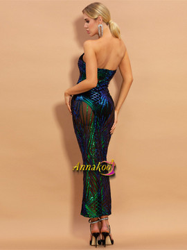 Shop 2021 Sparkle Sequin Ankle Length Green Sleeveless Sheath Column Prom Dress Under 85