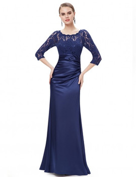 3/4 Sleeves Sheath Lace Scalloped Mother Of The Brides Dress