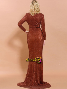 Shop 2021 Long Sequin Orange Scoop Mermaid Prom Dress Under 95