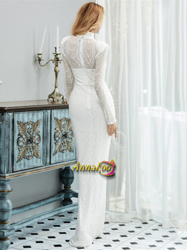 Shop 2021 High Neck White Mermaid Sequin Long Sleeve Prom Evening Dress Under 88
