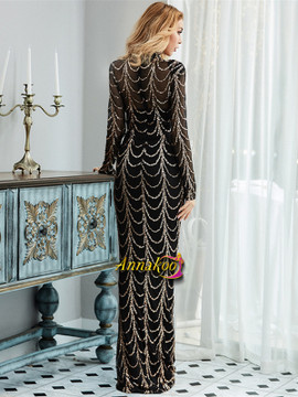 Shop Annakoo 2021 High Neck Black Mermaid Sequin Long Sleeve Prom Evening Dress Under 89