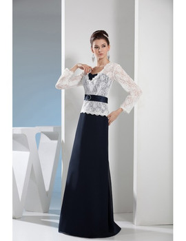 Navy Sweetheart Long Chiffon Mother of the Bride Dress