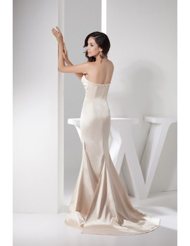 Champagne Strapless Satin Mother of the Bride Dress