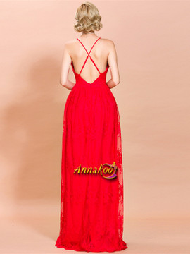 Cheap 2021 Sexy Slit Red Spaghetti Straps Long Prom Party Dress Under 72