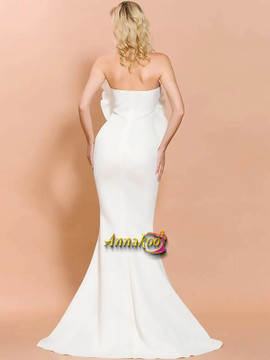 Shop 2021 Exaggerated Ruffle Fishtail Hem Tube Spandex White Prom Dress Under 68