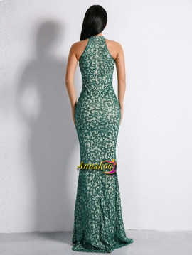 Shop 2021 Dark Green Sexy Fishtail Hem Sequin Mesh Bodycon Prom Dress Under 68