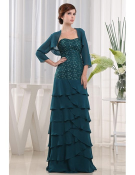 Dark Green Chiffon Mother of the Bride Dress With Sequins