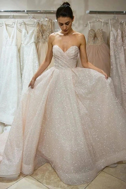 Shop 2021 Champagne Tulle Sequin Sparkle Sweetheart Wedding Dress Under 239