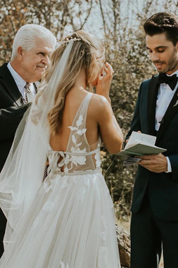 Shop Sexy V Neck A line Tulle Appliques See Through Sexy Long Wedding Dress From Annakoo