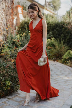Shop 2021 V Neck Red Spandex Sweep Train Prom Dress With Slit Under 99