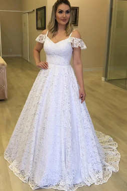 Shop 2021 Off The Shoulder Straps Lace A Line Boho Wedding Dress Under 249