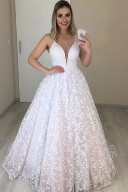 Shop 2021 Spaghetti Strap Rose Appliques Tulle A Line Sexy Wedding Dress Under 269