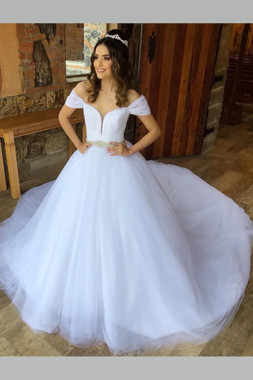 Buy 2021 Sweetheart Tulle Beading Tulle Ball Gown Lace Up Wedding Dress Under 258