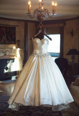 Buy Unique 2021 Crystal Satin Ball Gown Beading Sweetheart Wedding Dress Under 245