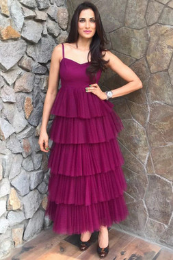 Shop 2021 Burgundy Tulle Spaghetti Straps Sexy A Line Prom Dress Under 135