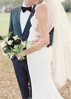 Simple Jewel Neckline Full Length Mermaid Wedding Dress