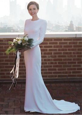 Satin Jewel Cut-out Back  Mermaid Wedding Dress