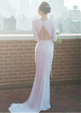 Satin Jewel Cut-out Back  Mermaid Wedding Dress