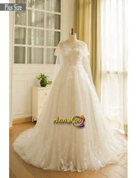 Boho Plus Size Short Sleeve Appliques Beach Wedding Dress