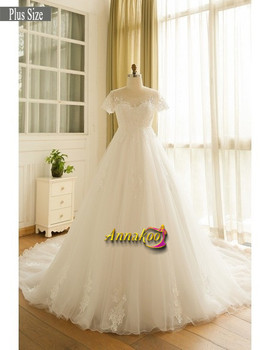 Boho Lace A Line Beach Short Sleeve Plus Size Wedding Dress