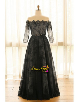 Shop 2021 Black Long Sleeves Plus Size Illusion Neck Belt Prom Dress Under 178