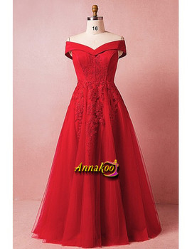 Shop 2021 Off Shoulder Lace Up Lace Red A Line Plus Size Prom Dress Under 139