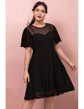 Shop 2021 Vintage Little Black A Line Semi Puffy Sleeves Plus Size Formal Dress Under 115